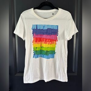 Faux Rainbow Piñata Graphic T-shirt, Rainbow T-shirt Size Small